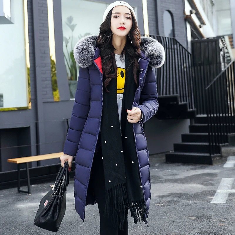 With fur hooded Woman Winter Jacket Women's Coat Plus Size 3XL Padded long Parka Outwear for women Jaquata Feminina Inverno