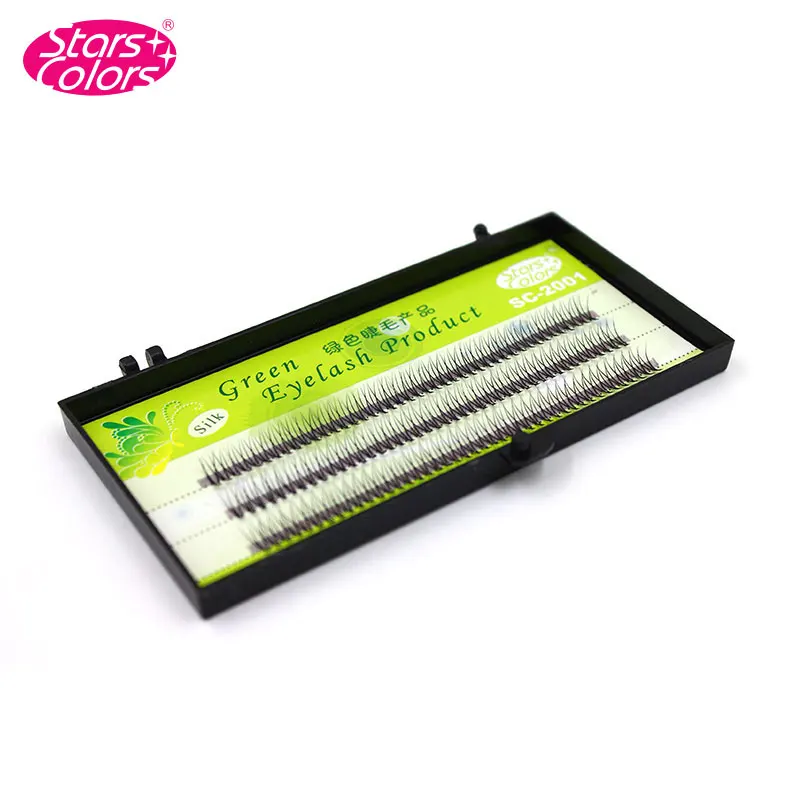 Online Bintang Warna Sutra Individu Bulu Mata Palsu 0.15 C Curl Tebal Bulu Mata Alami Lembut W Gaya Palsu Lashes Ekstensi