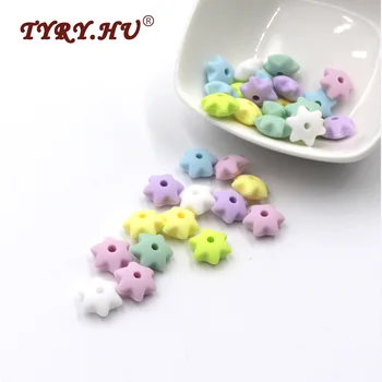

TYRY.HU 20Pcs/lot Hexagram Star Shaped Silicone Beads Multicolor DIY Pacifier Clips Accessories Food Grade Baby Chewed Beads