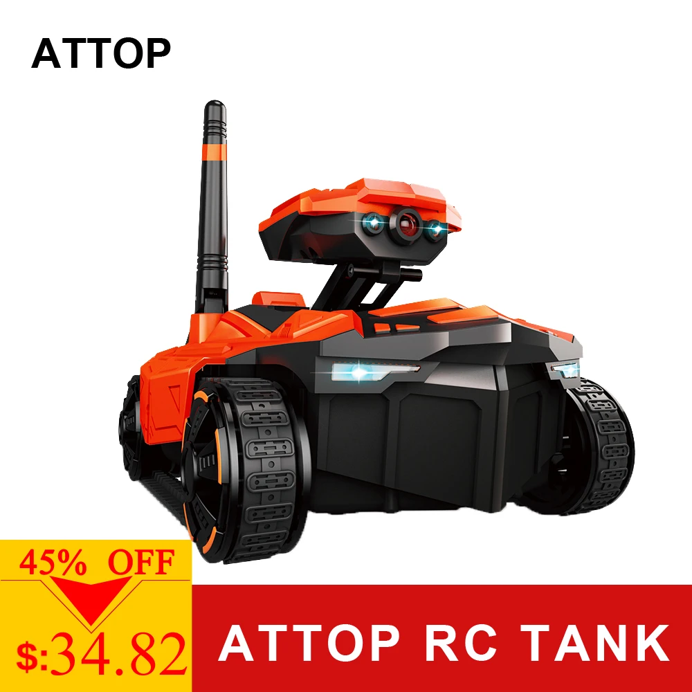 

2018 New ATTOP Smart RC Tank YD-211 Wifi FPV 0.3MP Camera App Remote Control Tank RC Toy Phone Controlled Robot For Children Car