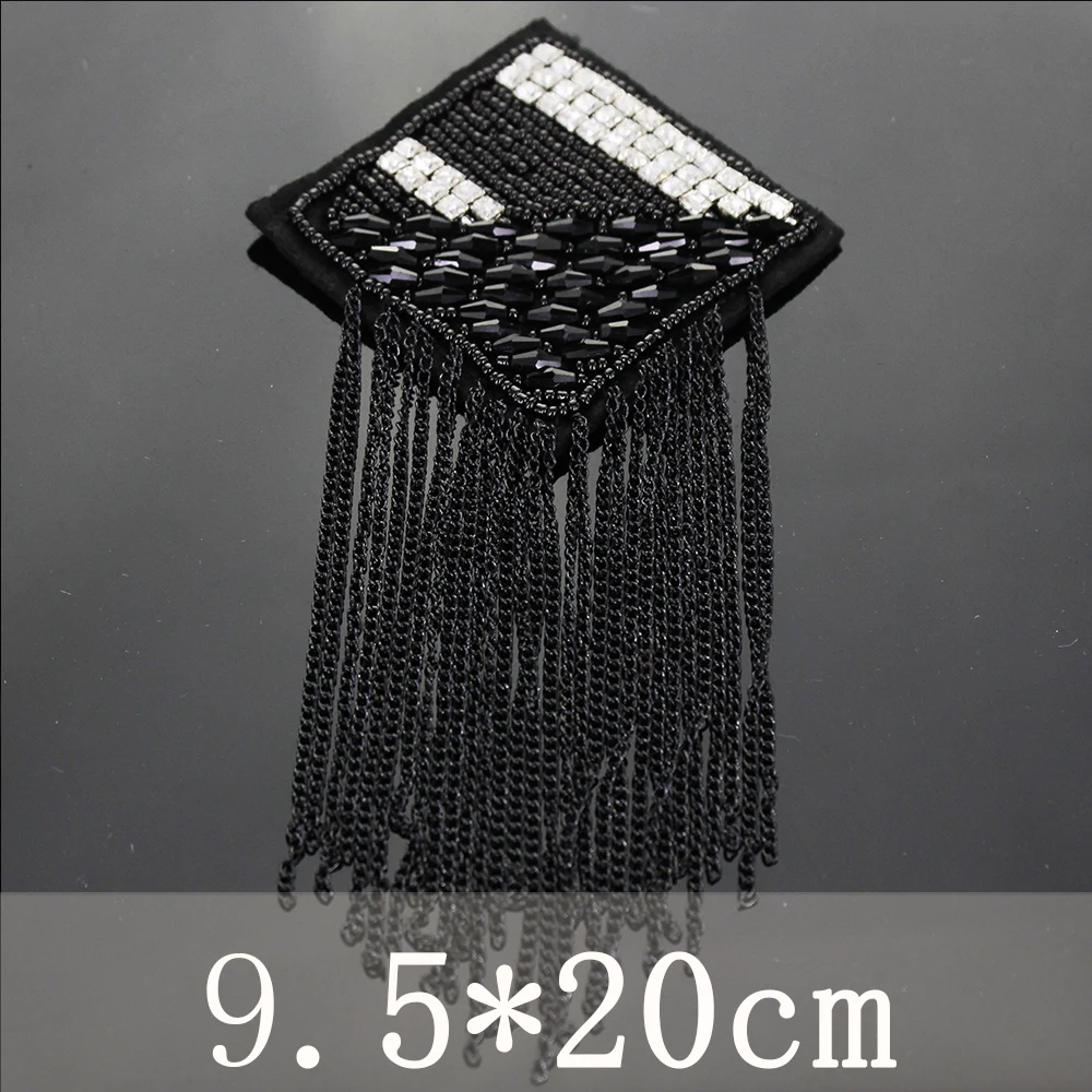 Rhinestones Bead Tassels Fringe square Badges Motif Applique Patches Sew on Dress Bag Shoulder Decorated Sewing