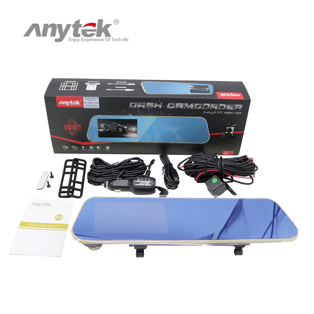 Anyetk N8 Full HD 1080 P Автомобильный видеорегистратор Камера Авто 4 3 дюймов Зеркало