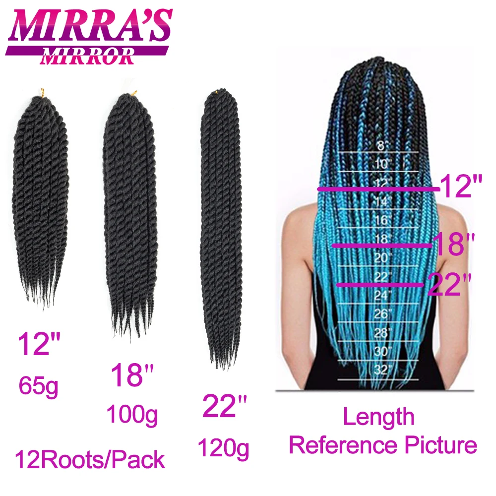 Mirra's Mirror 6 шт. Twist Hair 1" 18" 2" Гавана Twist вязание крючком косы синтетические плетеные волосы 2X 12 прядей/упаковка