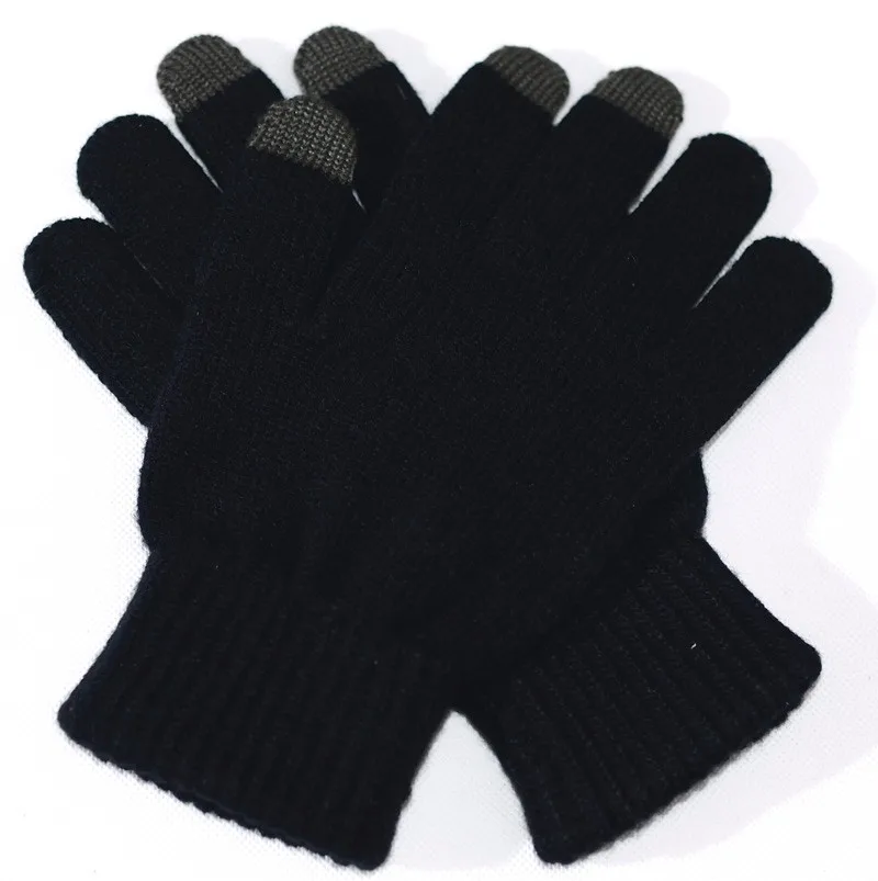 Мужские и женские Зимние Перчатки для фитнеса с сенсорным экраном, вязаные варежки Guante Gym, черные длинные перчатки для мобильного телефона, плюс длинные
