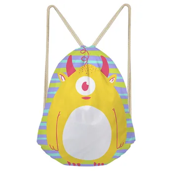 

THIKIN Cute Cartoon Snow Monster Printed Kid Drawstring Bag High-Quality School Girls Backpack Polyester Travel Softback Mochila