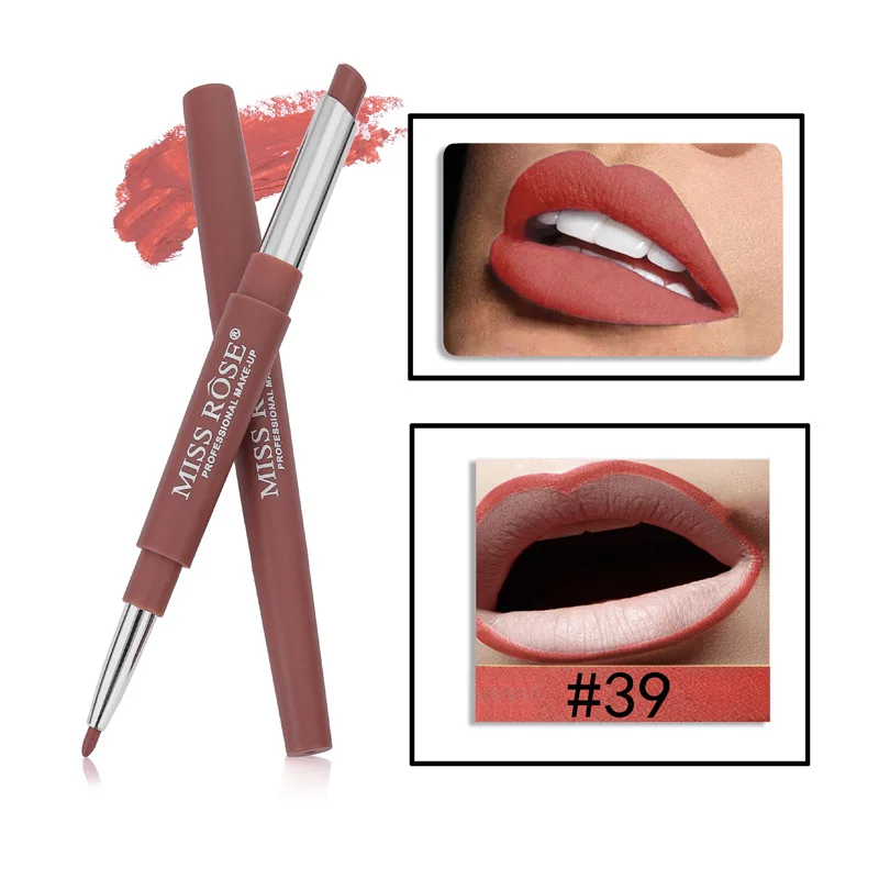 Макияж губ двойной конец легко носить матовая помада карандаши с подводкой для губ водонепроницаемый miss rose maquiagem - Цвет: 39