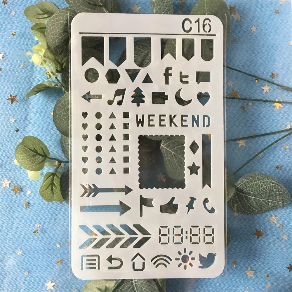 1 шт. A6 Time Music Icon DIY Многослойные трафареты настенная живопись раскраска для