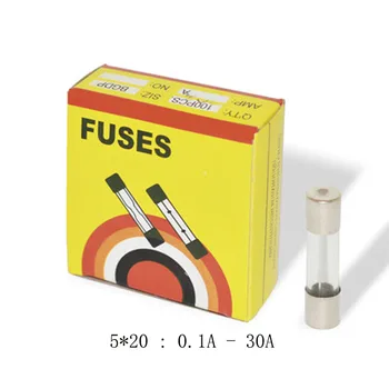 

0.1A-30A 100 piece/box Glass fuse 5x20mm 2.5A 250V High quality fast fuse Electrical Assorted Fuse Amp 100 fuse glass