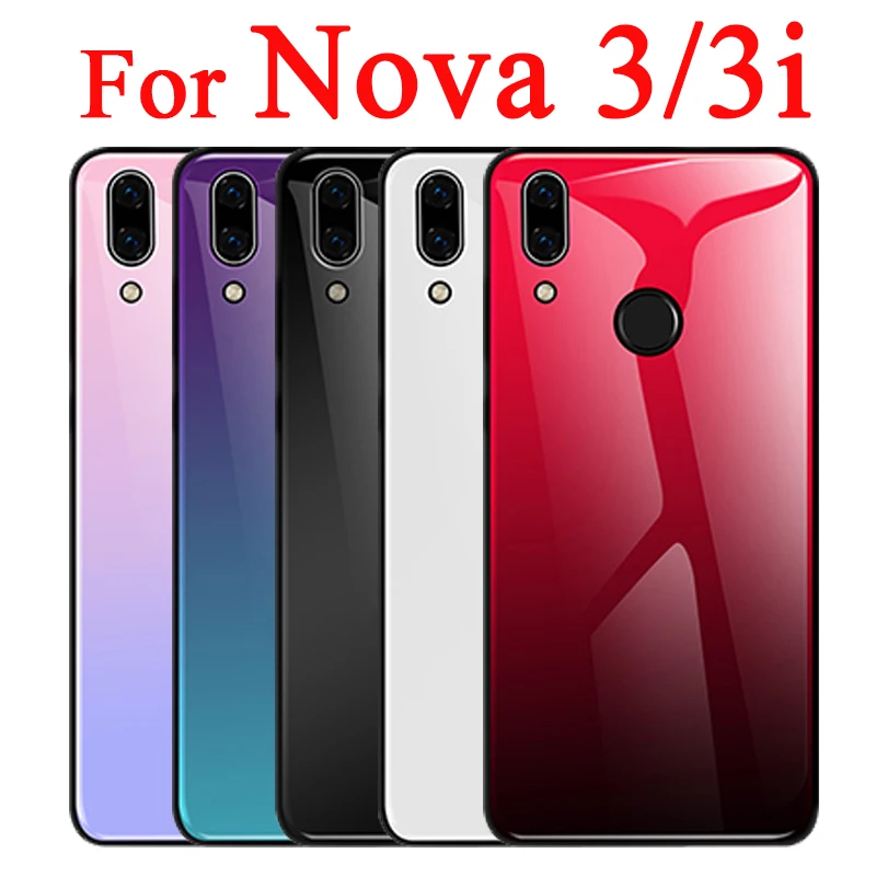 

Protective Case On Nova 3 i 3i i3 Phone Cover For Huawei Gradient Caver Fundas Back Cases Huawey Tempered Glass Coque Shell Capa