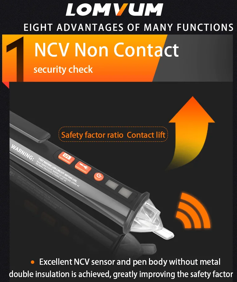 LOMVUM AC напряжение электрическая компактная ручка Ток Тестирование карандаш автоматический выключатель Finder 12 В/48 В-1000 В Напряжение Чувствительность журнал