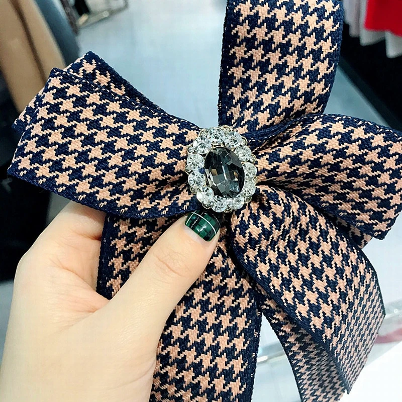 Простой Корейский сладкий Хаундстут большие цветы галстук-бабочка Брошь для женщин модный костюм тканевая блузка корсаж украшения на шею