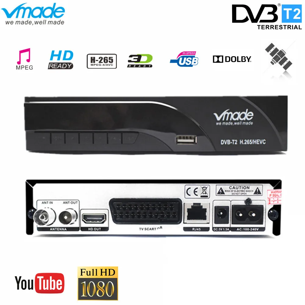 2019 Новый DVB T2 цифровой наземный ТВ приемник H.265 MPEG 4 K6 с scart тюнер Поддержка Dobly AC3