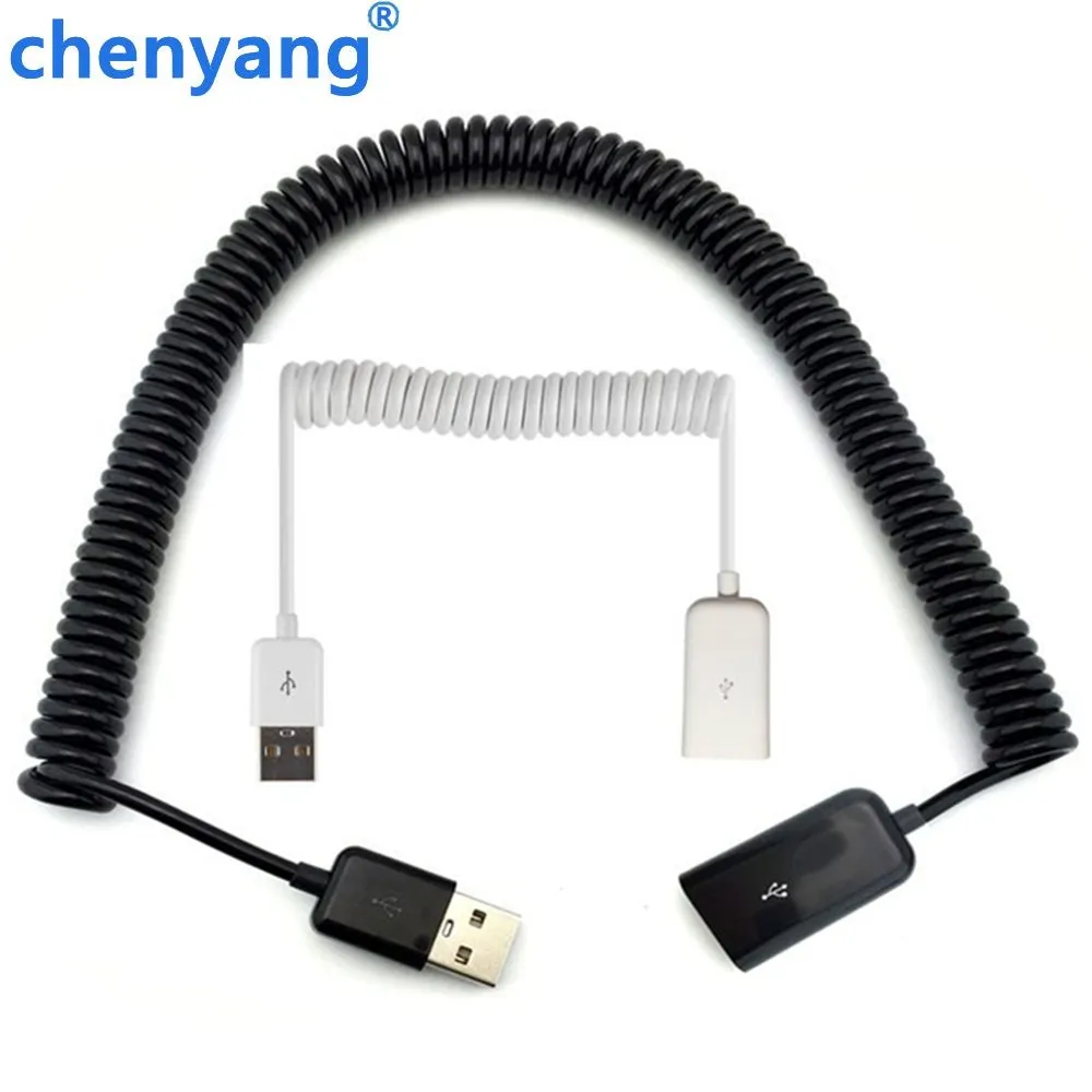 3M/10FT elbow Spring Coiled USB 2.0 Male to Female Data Sync Charger