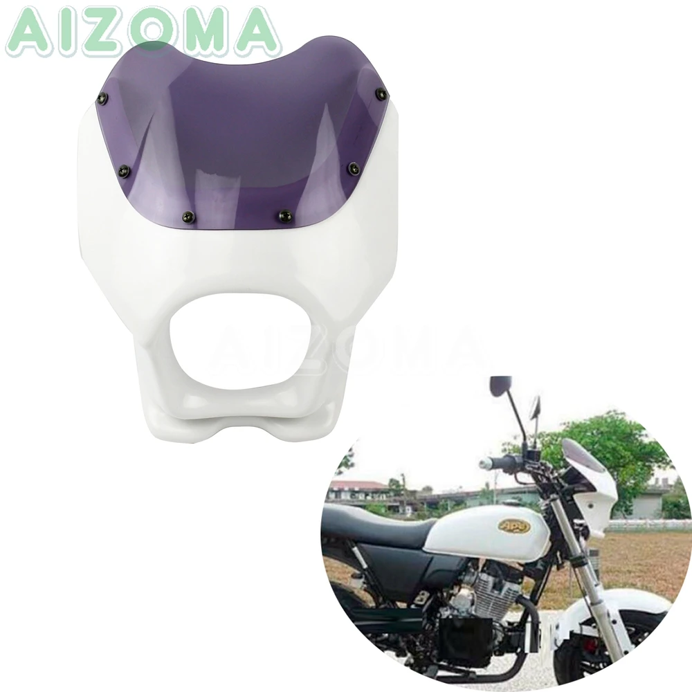 

Motorcycle Front Headlight Fairing Cowl Cut Out Windshield for Kawasaki Honda Yamaha Benri 90 50 125 FTR223 FTR250 Universal