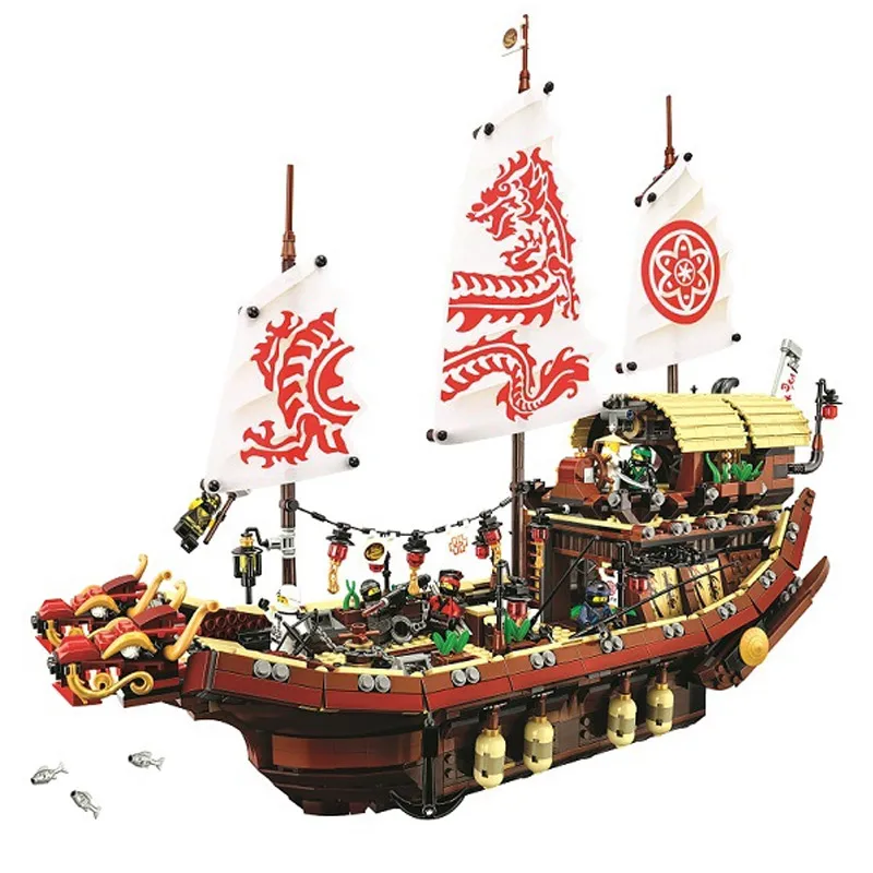 

Bela 10723 Ninja Movie Series 70618 Destiny's Bounty Headed Dragon Figurehead Masters of Spinjitzu 1501Pcs Building Blocks Toys