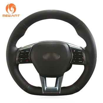 

MEWANT Black Genuine Leather Car Steering Wheel Cover for Hyundai Sonata 9 2015 2016 2017 (3-Spoke)