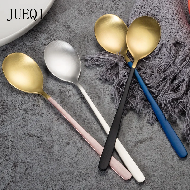 

JueQi Stainless Steel Coffee Spoon With Long Handle TeaSpoon Set Dessert Coffee TeaScoops Kitchen Accessories