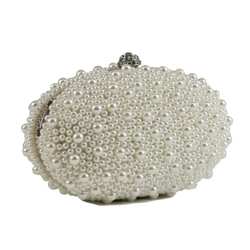 

Free Shipping New 2017 Fashion White Pearl Quality Luxury Mini Party Dinner Bags Day Clutches Evening Bag RQR037