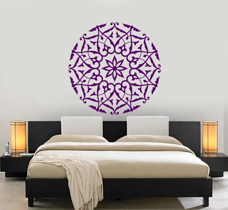 Sri Yantra Pattern Vinyl wall sticker Sacred Geometry Removeable Decal Salon Livingroom Bedroom Decoration 57x57cm