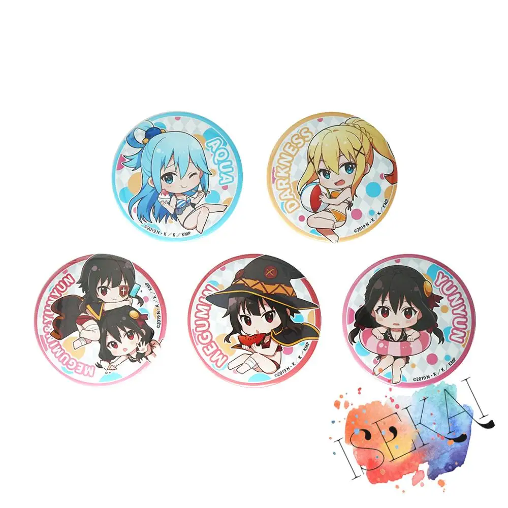

KonoSuba God's Blessing on this Wonderful World Anime Badge Aqua Darkness Megumin Yunyun Cute Metal Badge Brooch Pins