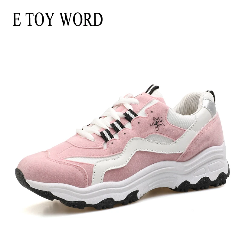 

E TOY WORD Fashion Women Sneakers Shoes Pink Chunky Sneakers Platform Breathable zapatillas mujer Ladies Casual Shoes Size 40