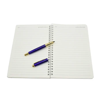 

Fashion metal business fountain pen high quality office pen simple coil notebook school office supplies 1 set