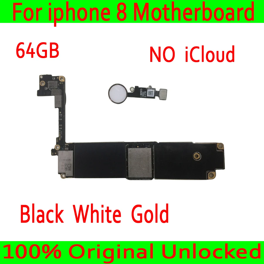 

For iPhone 8 Motherboard 64GB 100% Original Unlocked Logic Boards With Touch ID For iPhone 8 Mainboard Full Function Good Tested
