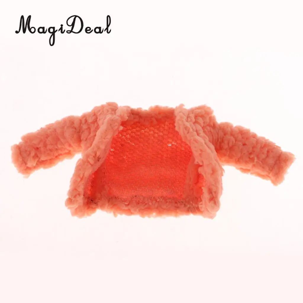 1/6 Fashion Collarless Short Plush Coat for Blythe Doll Winter Clothes Accessories