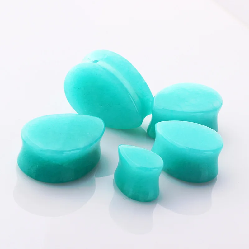 

2pcs Blue Stone Teardrop Double Flare Ear Plugs Tunnels Piercings Earring Gauges Helix Ear Stretcher Body Piercings Jewelry
