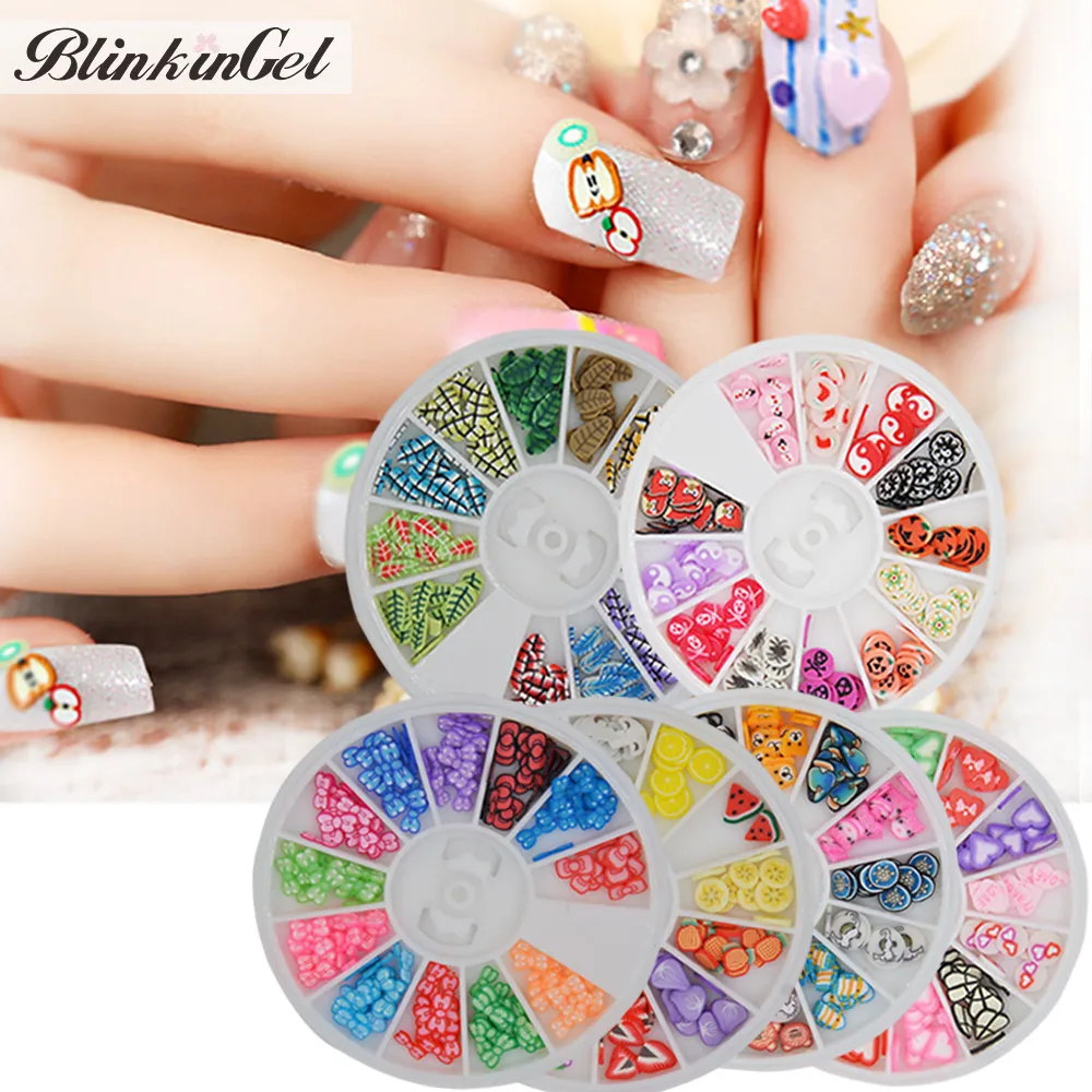 BlinkinGel Fimo Polymer Clay Nail Art Decoration Mix Styles 12 Colors