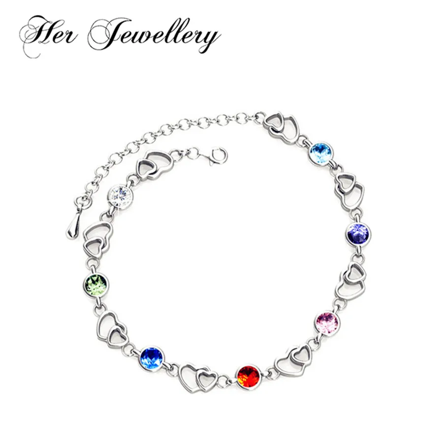 

Her Jewellery Heart Brecelet 6 color crystal Bracelet Made with Crystals from Swarovski HB0056