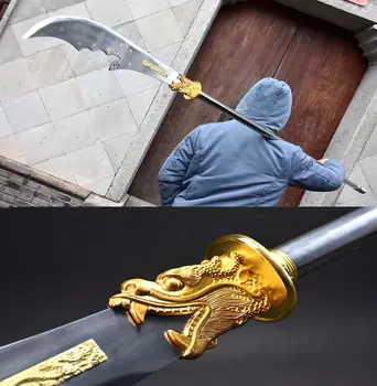 

Chinese KungFu Broadsword WuShu Dao Sword Sharp 1095 High Carbon Steel Blade/Steel Handle/Leather Sheath