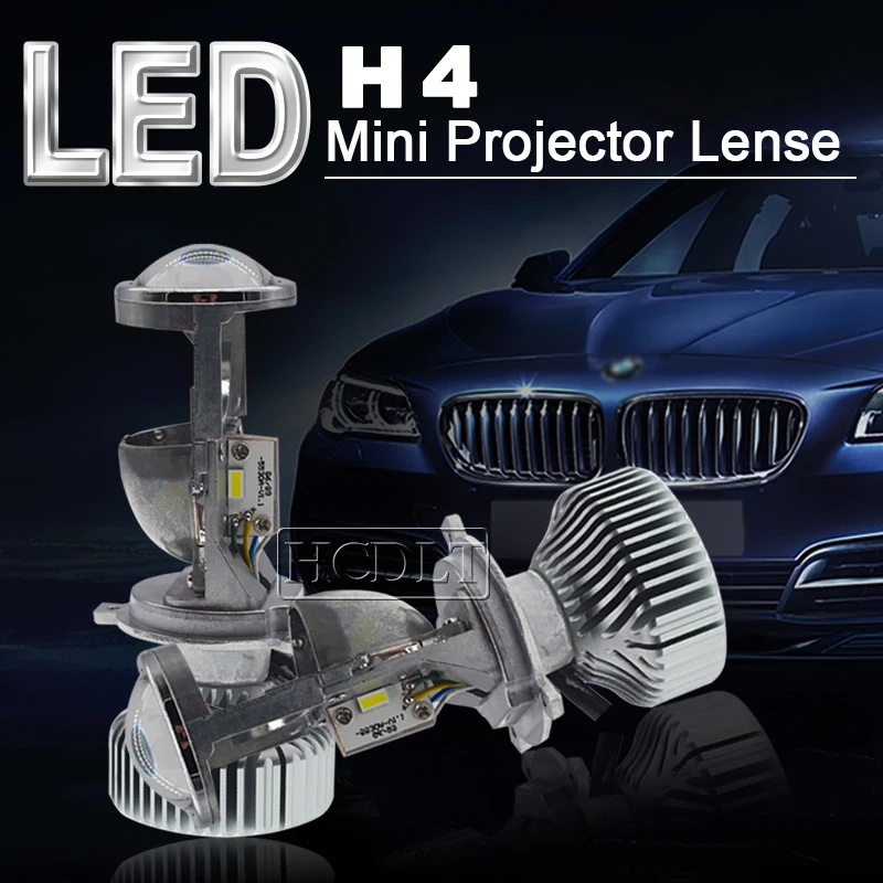 HCDLT 1 Set H4 LED Mini Projector Lens HiLo Beam 1.5 Inch Car LED Headlight Bulbs H4 LHD RHD 70W 5500K White LED Conversion Kit (13)