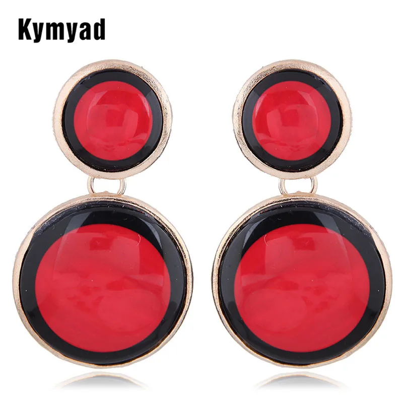 

Kymyad Circle Stud Earrings for Women Gold Color Earring New Statement Earrings Bijoux Femme Long Exaggerated Earrings