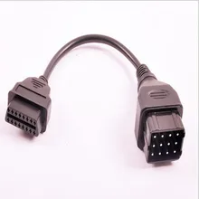 High Quality GAZ 12Pin To OBD2 OBD 2 OBD II 16Pin Male to Female Diesel Heavy Duty Truck Diagnostic Tool Connector Adapter Cable