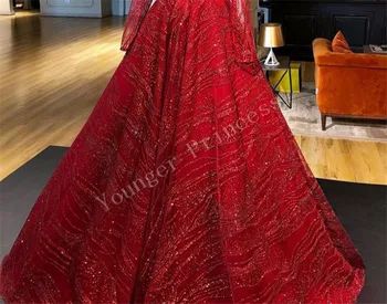 

Red color 5 Yards/lot glitter style French Tulle Net YG-24 fancy african glued glitter lace fabric For Wedding Dress