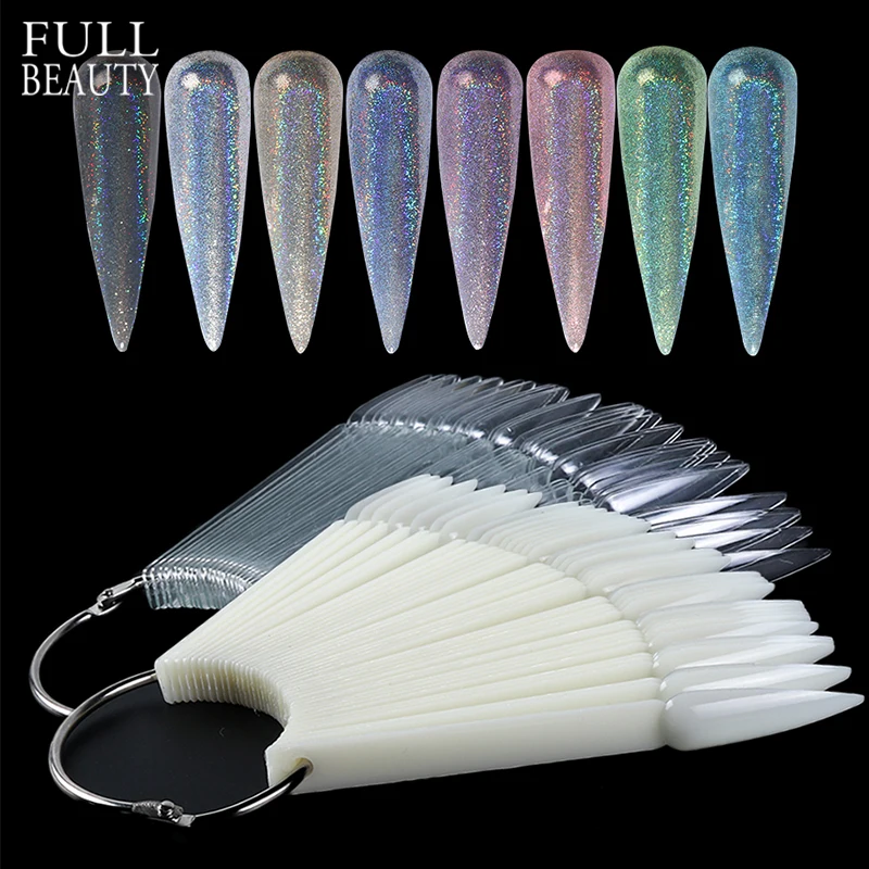 

40pcs Stiletto Nail Display False Tips Clear Natural Black Acrylic Practice Card Fan Board with Ring for Manicure Polish CH1503