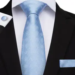 DiBanGu 2018 классические пледы светло-голубой Галстук Роскошные Homme Для мужчин шелковые галстуки для мужской костюм Бизнес Свадебный галстук
