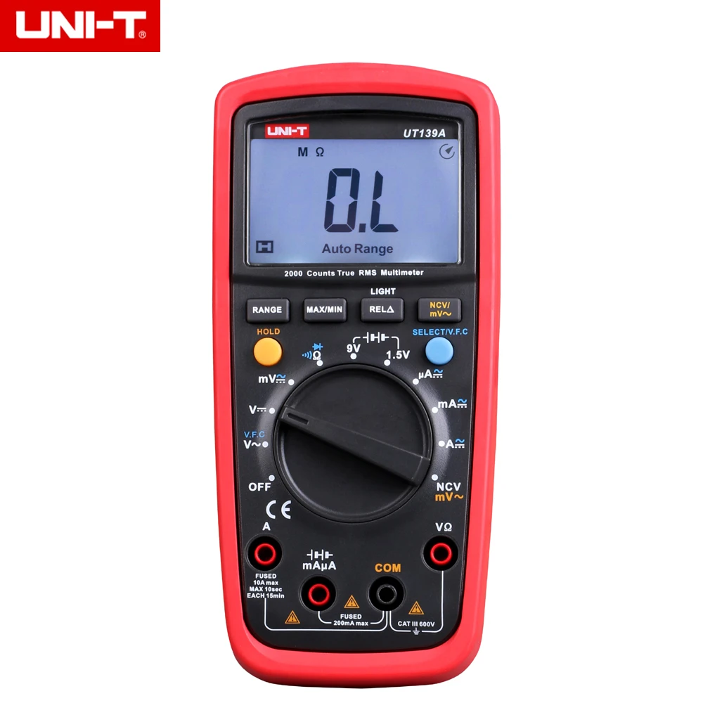 

UNI-T UT139A True RMS Digital Multimeter Auto/manual Range AC/DC Amp/Volts Ohm Tester with Data Hold, NCV,and Battery Test