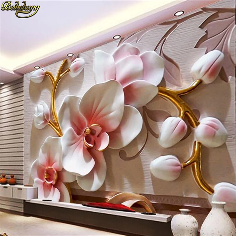 

beibehang Custom photo wallpaper mural 3D Phalaenopsis embossed background wall modern minimalist flower decorative painting