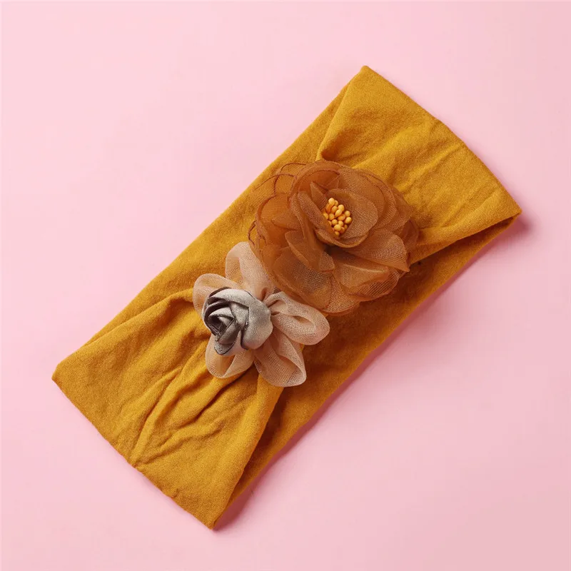 BalleenShiny Cute Baby Girl Wide Headband Flower Hairband Kid Elastic Headband Princess Nylon Infant Headwear Accessories