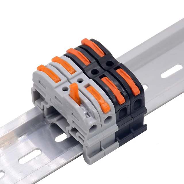 10 Pcs Black 1 Pin Din Rail Universal Compact Cable Wiring Connector
