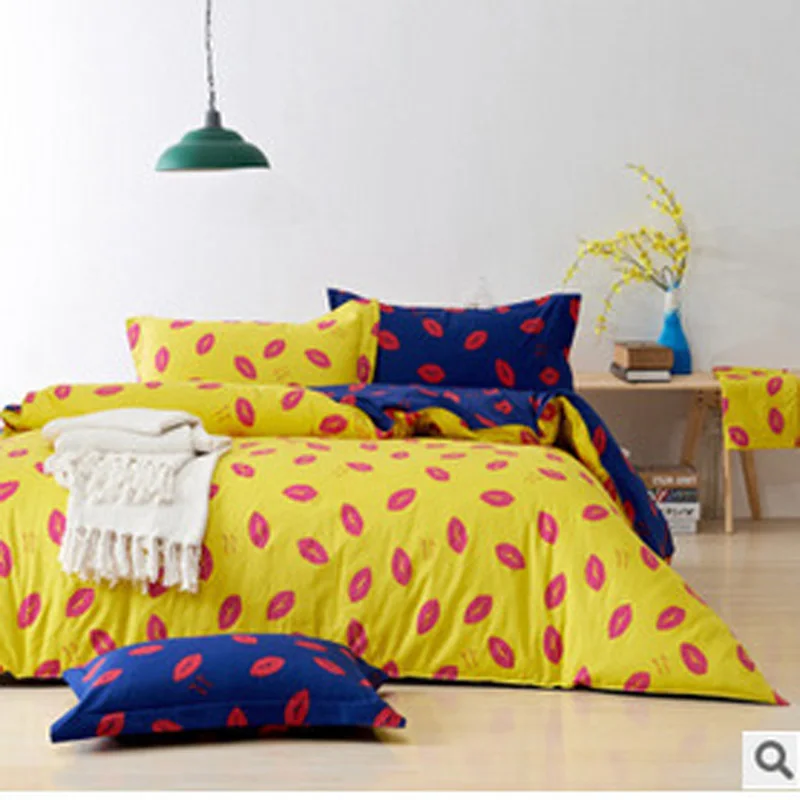Fashion Red Kiss Bedding Sets 4pc 100 Cotton Patchwork Quilt