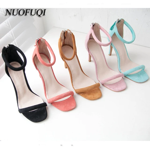 small big size 33.34.40 new 2017 women simple thin ankle strap thin high heel sandal female customized canday color OL 5cm shoes