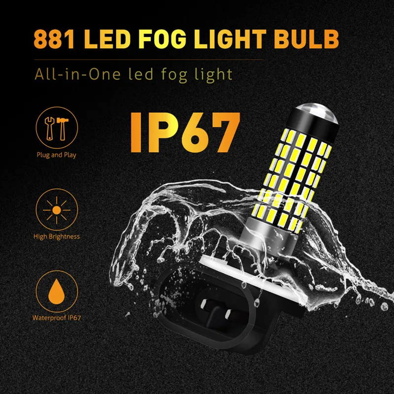 H27W/2 881 Led Bulbs led lights led bulbs led car lights led car headlights Fog Lights for Cars Led Fog Driving Lamp High Lights Car Light Sourse 6000K White H27W H27 Katur 2pcs