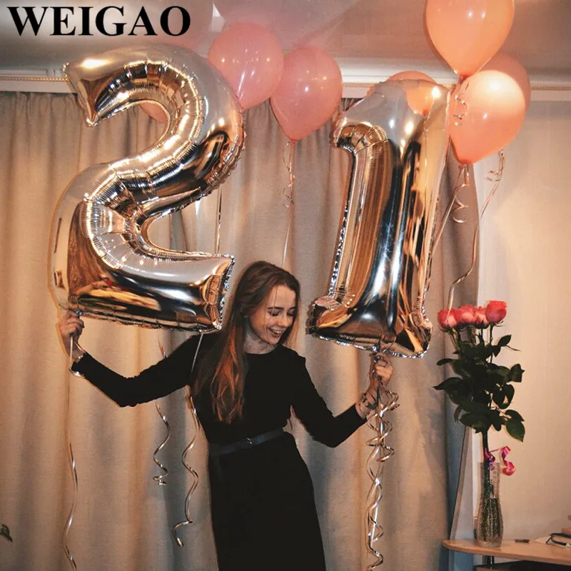 

WEIGAO 1Pc Large 0-9 40inch Birthday Number Balloons Digit Foil Balloons Wedding Anniversary Decoration Helium Balloons Supplies