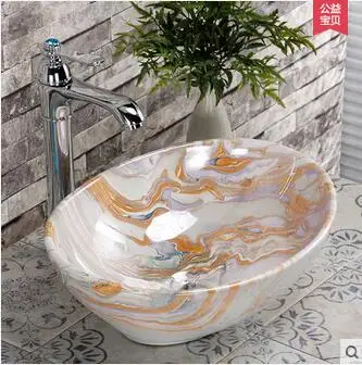 

Small stage basin to small art yuan BaoPen ceramic lavabo tang sancai the basin that wash a face wash basin