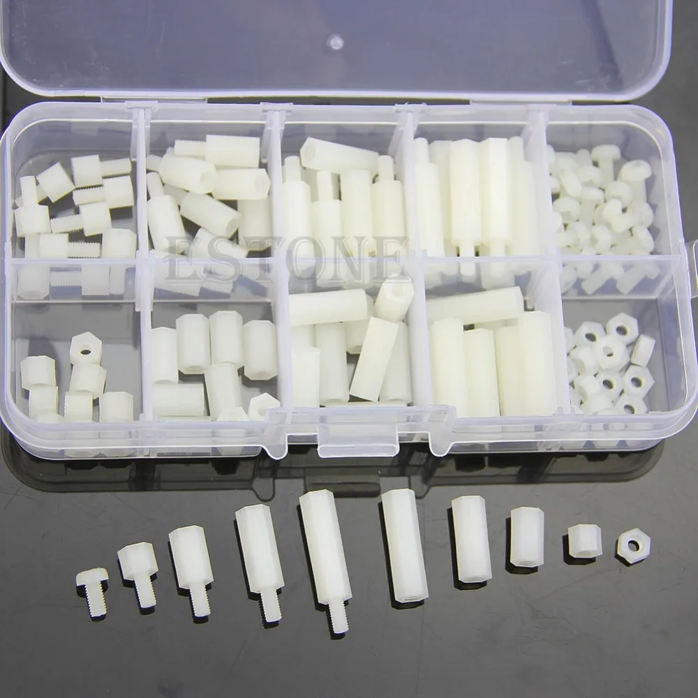 M3 Nylon Hex Spacers Screw Nut Assortment Kit Stand off Plastic Accessories Set M3 Nylon Hex Spacers Screw Nut Assortment Kit Stand off Plastic Accessories Set