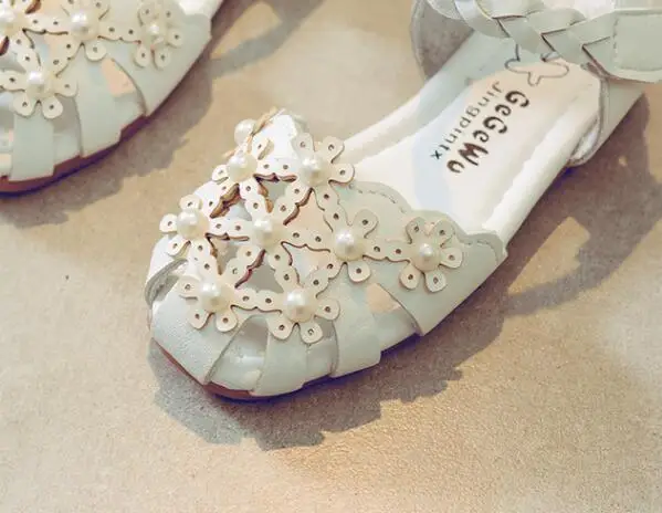 Г., новые летние корейские сандалии на плоской подошве для девочек плетеная обувь принцессы детские сандалии для девочек с жемчугом Baotou пляжные сандалии