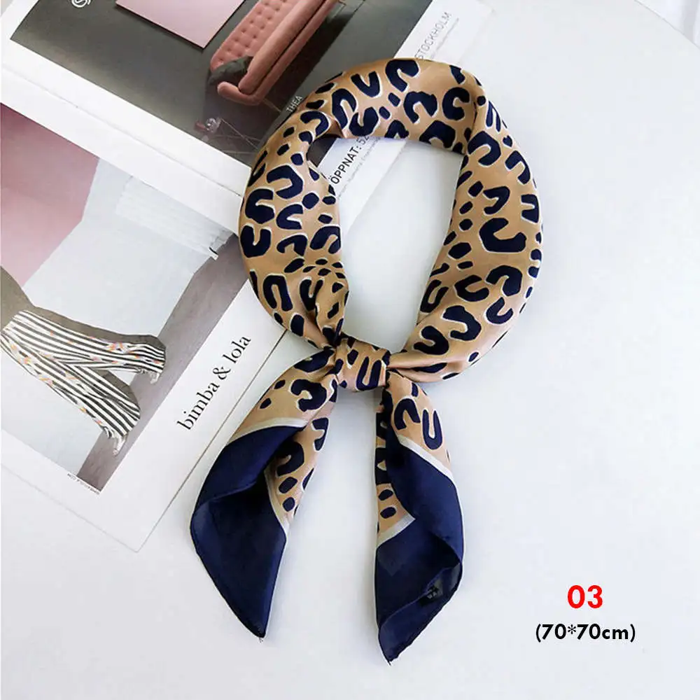 Женский модный квадратный шарф с леопардовым принтом, многофункциональный Шелковый Атласный квадратный шарф, повязка на голову, шарфы, шаль - Цвет: 3